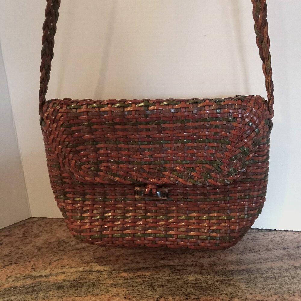 Vintage Greta Italian Woven Leather Crossbody Bag